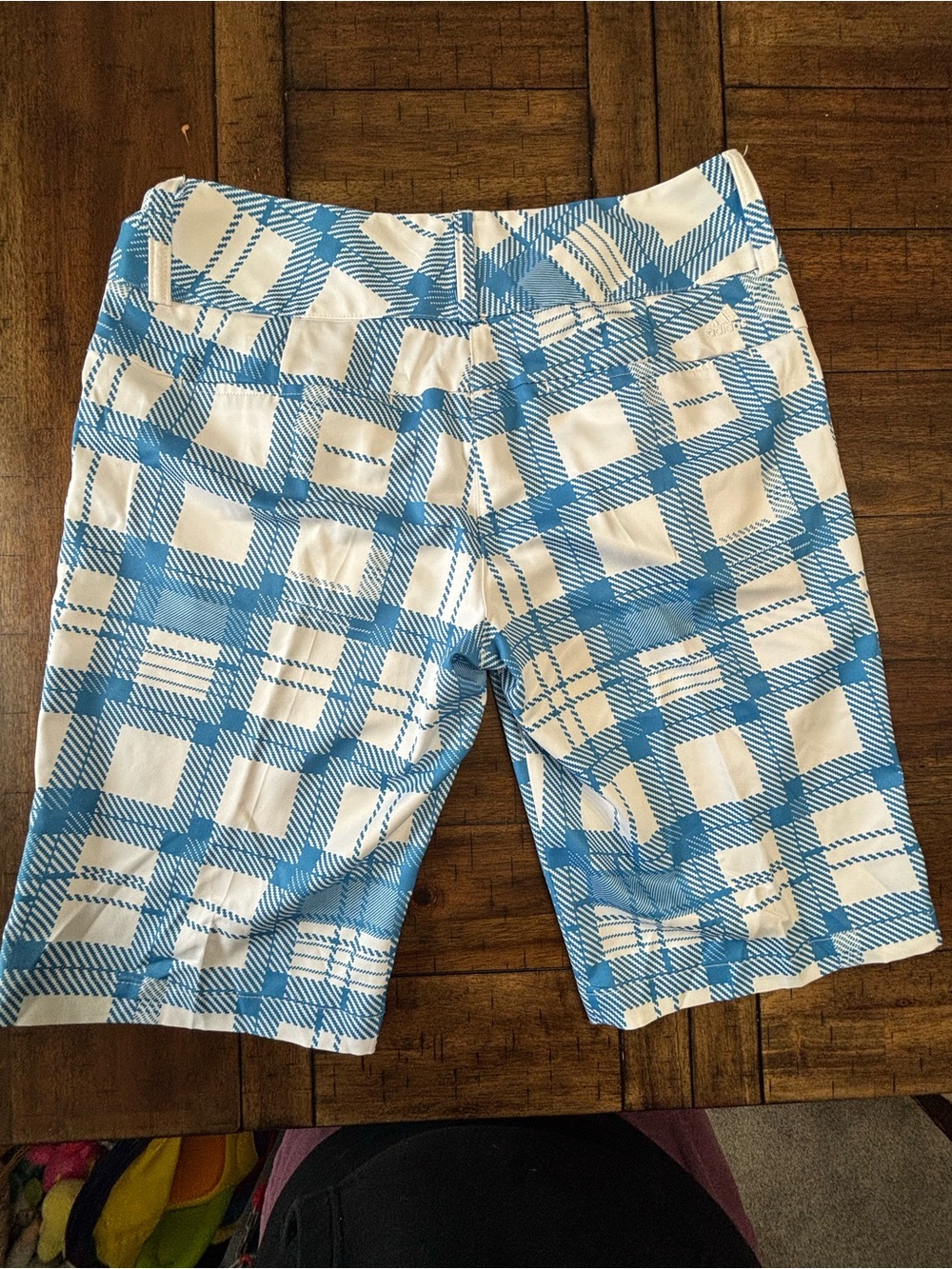 adidas Blue and White Plaid Women’s Bermuda Shorts - Picture 5 of 9